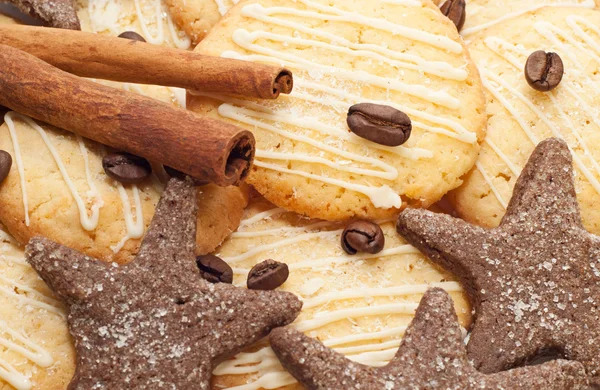 Söta kakor med kaffe och kanel — Stockfoto