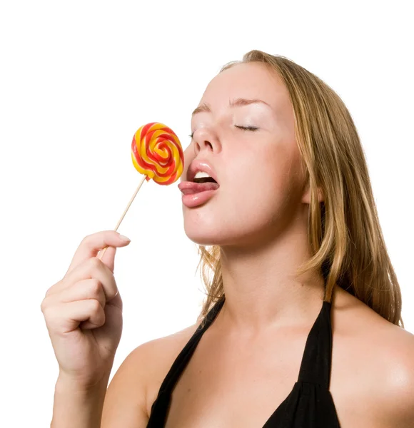 Girl and her lollipop — Stock Photo, Image