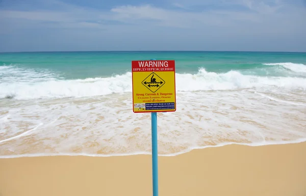 Strand waarschuwingsbord — Stockfoto
