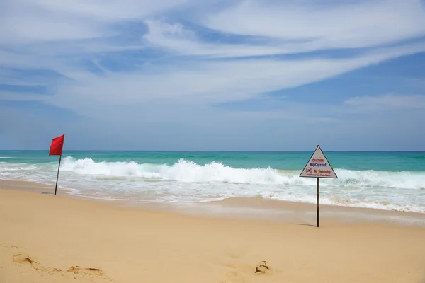 Strand waarschuwingsbord — Stockfoto