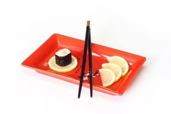 Κόκκινο πιάτο σούσι — Φωτογραφία Αρχείου