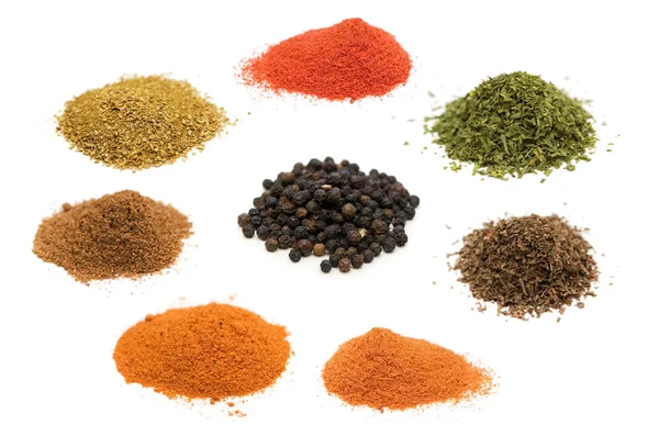 Selection of spices isolated on white — Stock Photo, Image