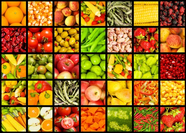 Κολάζ πολλών φρούτων και λαχανικών — Φωτογραφία Αρχείου