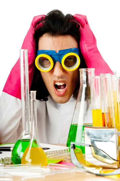화학 실험실에서 일 하는 학생 — 스톡 사진
