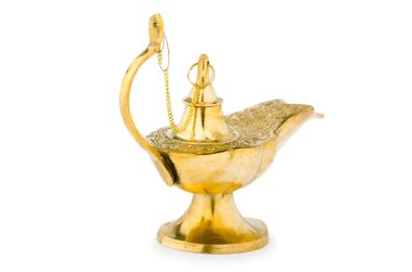 Ancient lamp isolated on the white clipart