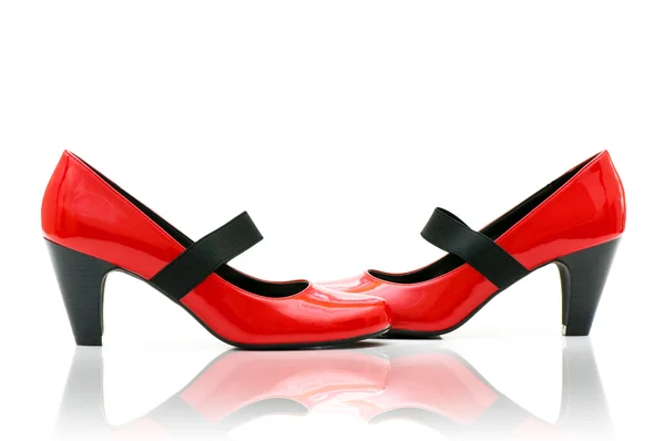 Elegantní červené boty na bílé — Stock fotografie