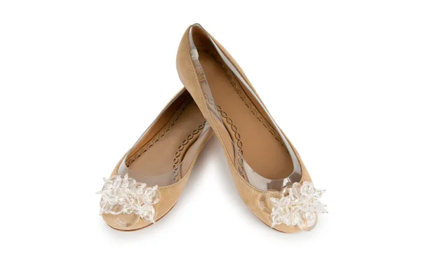 Eleganti scarpe basse isolate sul bianco — Foto Stock