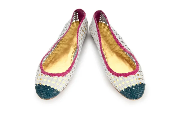 Elegante flache Schuhe isoliert auf weiß — Stockfoto