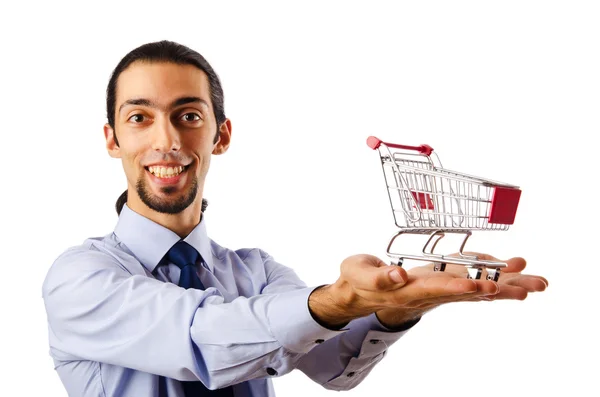 Business concept - Hands holding shopping cart — Stock Photo, Image