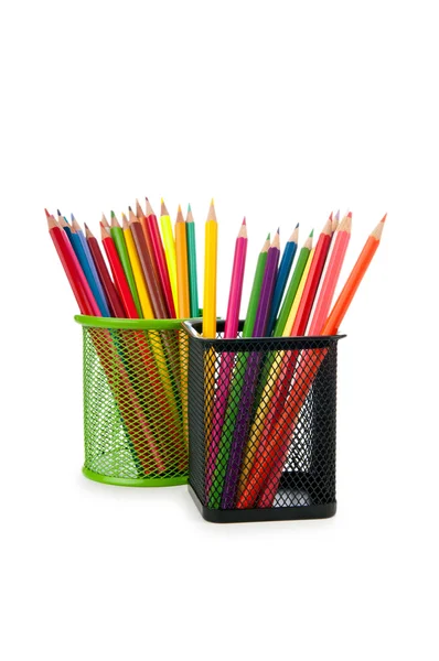 Lápis coloridos isolados em branco — Fotografia de Stock