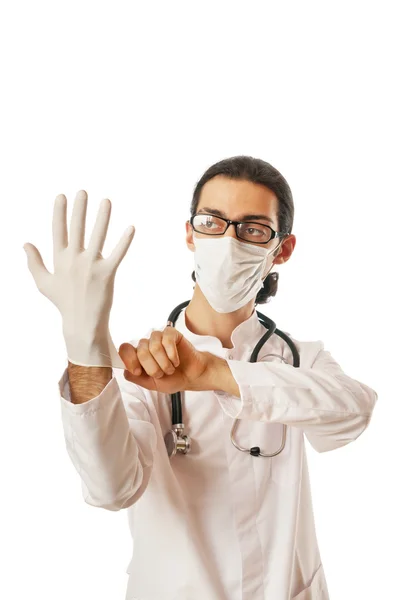 Мужской врач изолирован на белом — стоковое фото