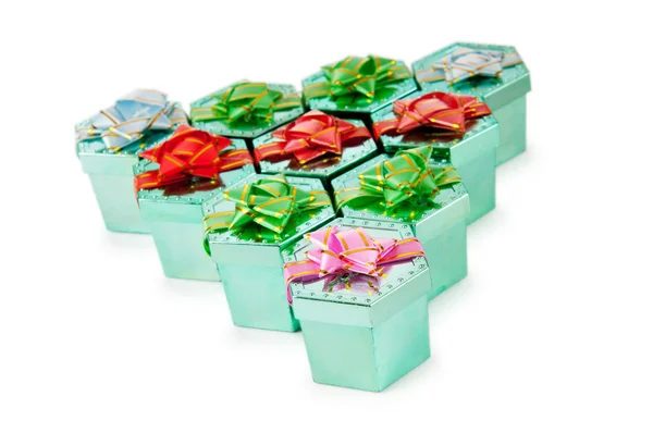 Много красочных подарочных коробок — стоковое фото