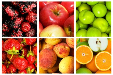 Birçok meyve ve sebze kolajı
