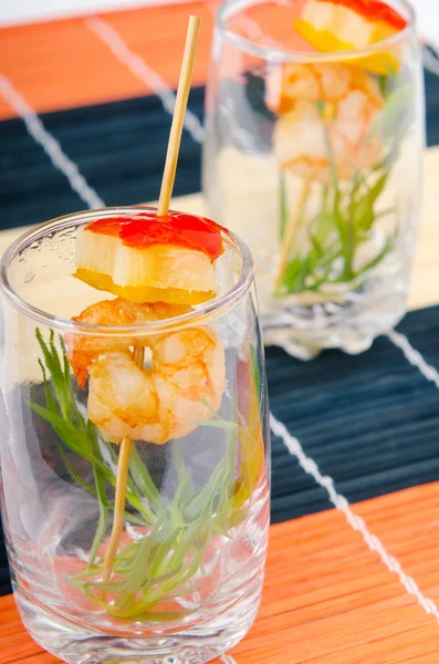 Prawn salad served in the glasses — Stock Photo, Image