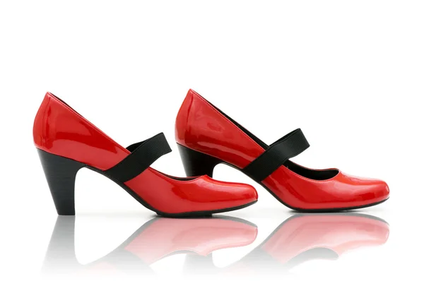 Elegant red shoes on the white — Stock Photo, Image