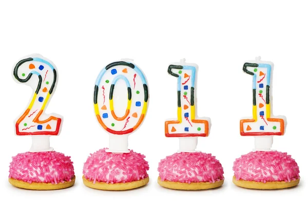 2011 made with cake candles — Stock Photo, Image