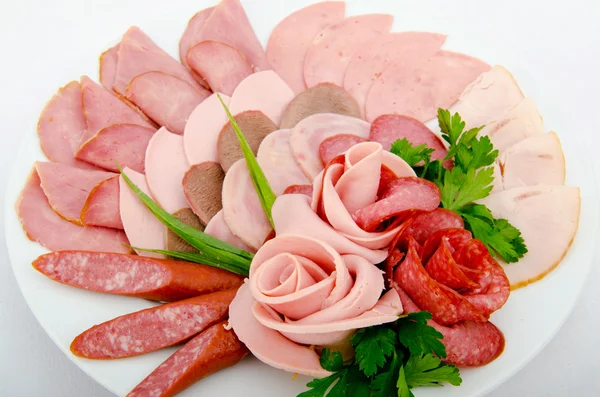 Meat platter with selection — Stock Photo, Image