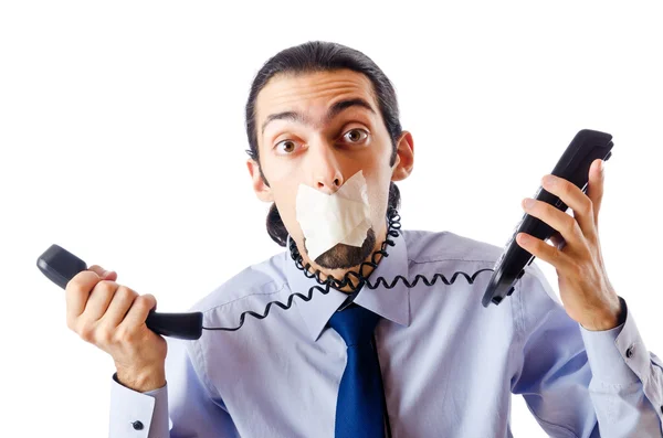 Businessman with his lips sealed — Stock Photo, Image