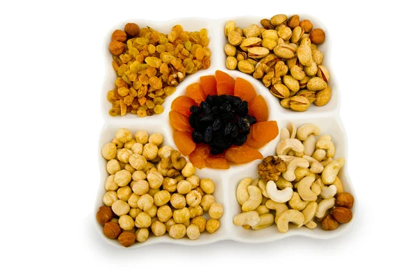 Nut selection served in the plate — Stock Photo, Image