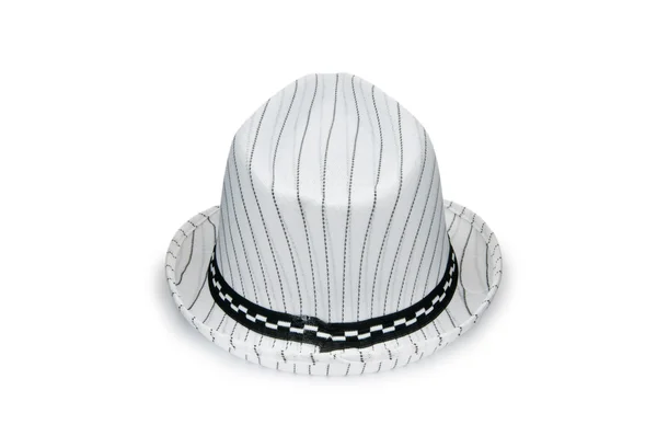 Bílé lemované klobouk, samostatný — Stock fotografie