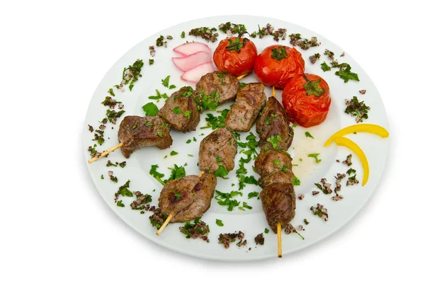 Kebab de carne servido en plato —  Fotos de Stock