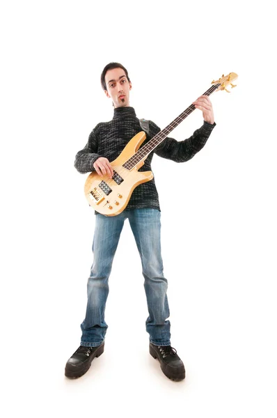 Guitarrista isolado no fundo branco — Fotografia de Stock