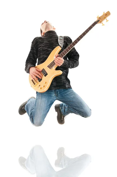 Ugrás a levegő gitáros — Stock Fotó
