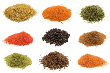 Selection of spices isolated on white clipart