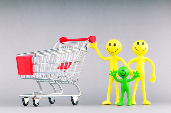 Shopping cart and happy smilies