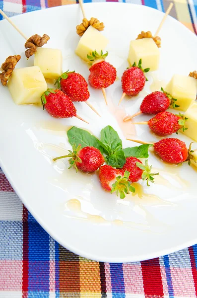 Fruit dessert in the plate — Stock Photo, Image