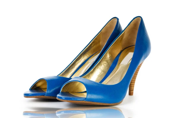 Zarif mavi ayakkabılar beyaz — Stok fotoğraf