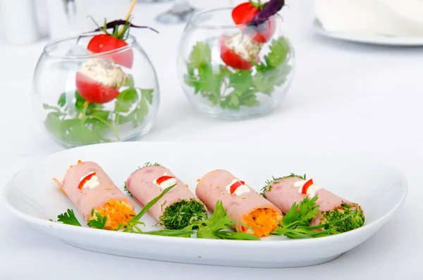 Canapes served in the plate — Stock Photo, Image