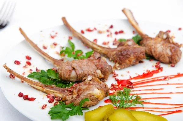 stock image Lamb ribs served in the plate