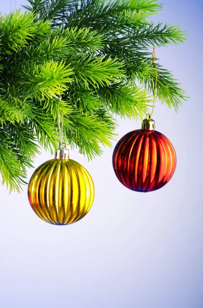 Baubles on christmas tree in celebration concept Royalty Free Stock Images