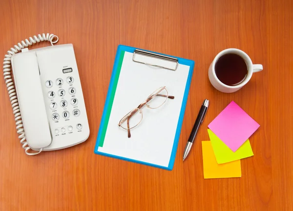 stock image Desk top with many items