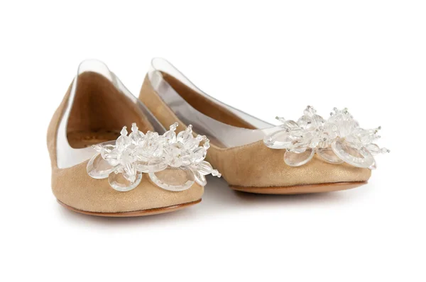 Sapatos lisos elegantes isolados em branco — Fotografia de Stock