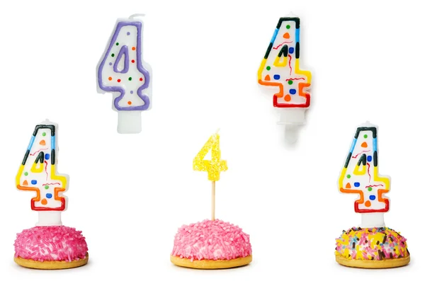 Birthday Kaarsen geïsoleerd op de witte — Stockfoto