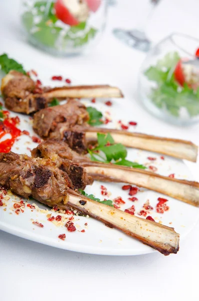 Lamb ribs served in the plate — Stock Photo, Image