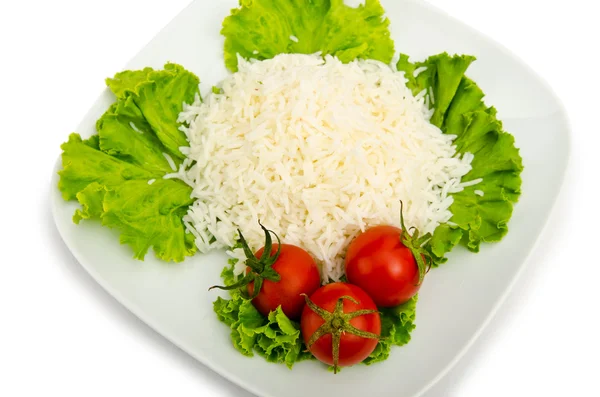 Plain rice served in the plate — Stock Photo, Image