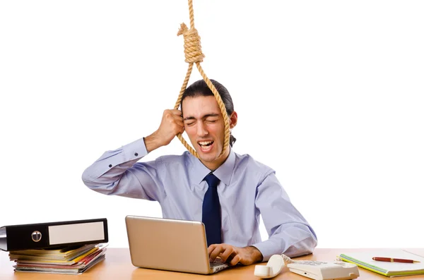 Businessman with thoughts of suicide — Stock Photo, Image