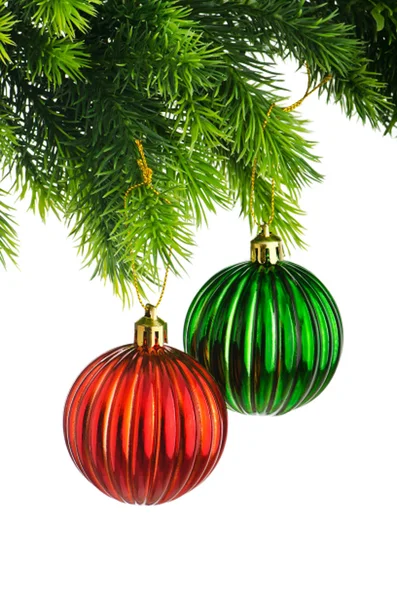 Christmas concept with baubles on white Royalty Free Stock Photos