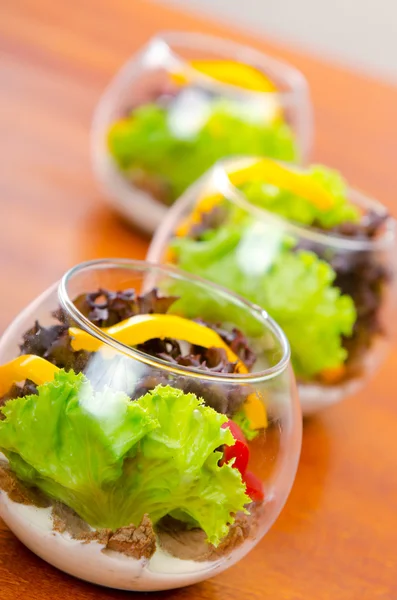 Fresh healthy salad in bowls — Stock Photo, Image