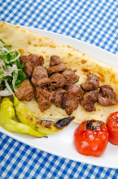 Kebab served in the plate — Stock Photo, Image