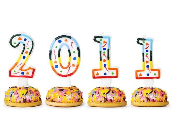 2011 gemaakt met taart kaarsen — Stockfoto