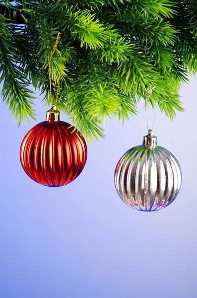 Baubles on christmas tree in celebration concept Royalty Free Stock Images