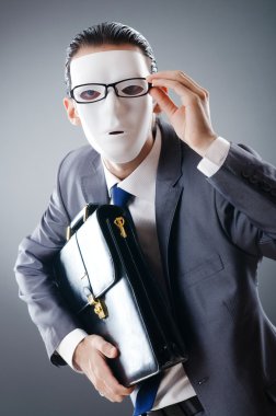 Industrial espionate concept with masked businessman clipart