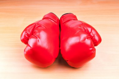 Boxing gloves on the table clipart