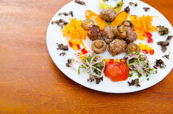 Kebab served in the plate — Stock Photo, Image
