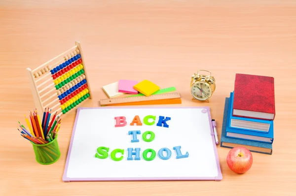 Back to school concept with many items — Stock Photo, Image