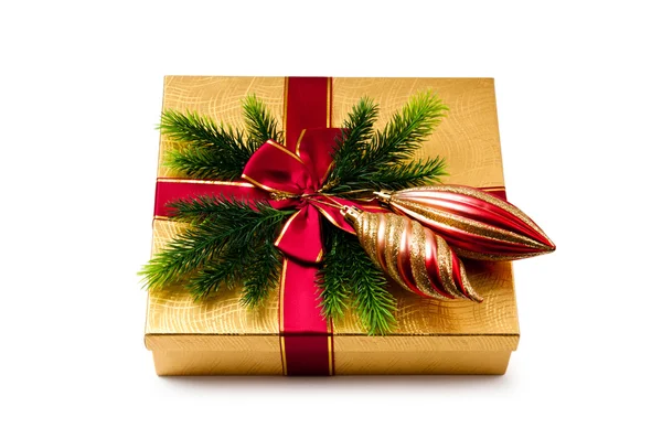 Conceito de Natal com decoração e caixa de presente — Fotografia de Stock